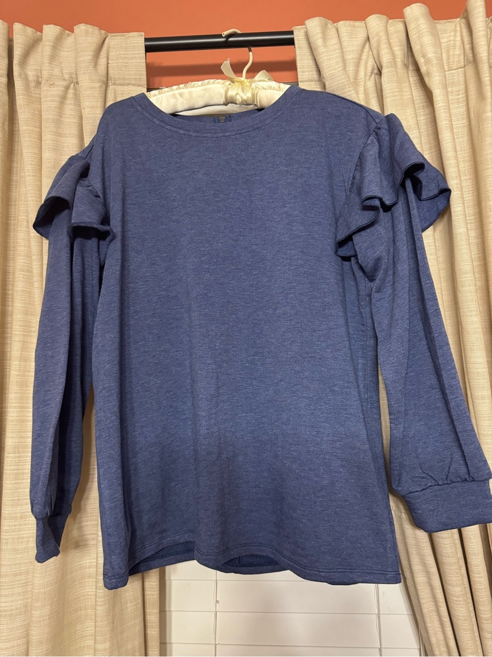 Matilda Jane Blue Ruffle Shoulder Long Sleeve Top